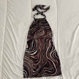 Brown Open Back Mini Dress